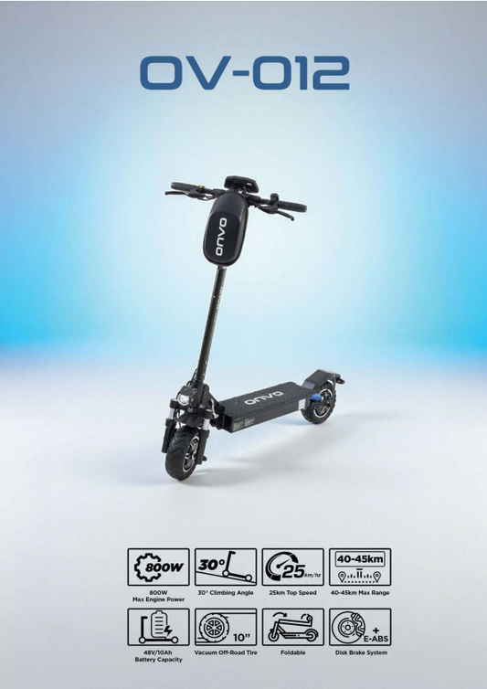 Onvo OV 012 800W 10" Tekerlekli Dijital Göstergeli Elektrikli Scooter